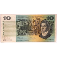 AUSTRALIA 1967 . TEN 10 DOLLAR BANKNOTE . COOMBS/RANDALL